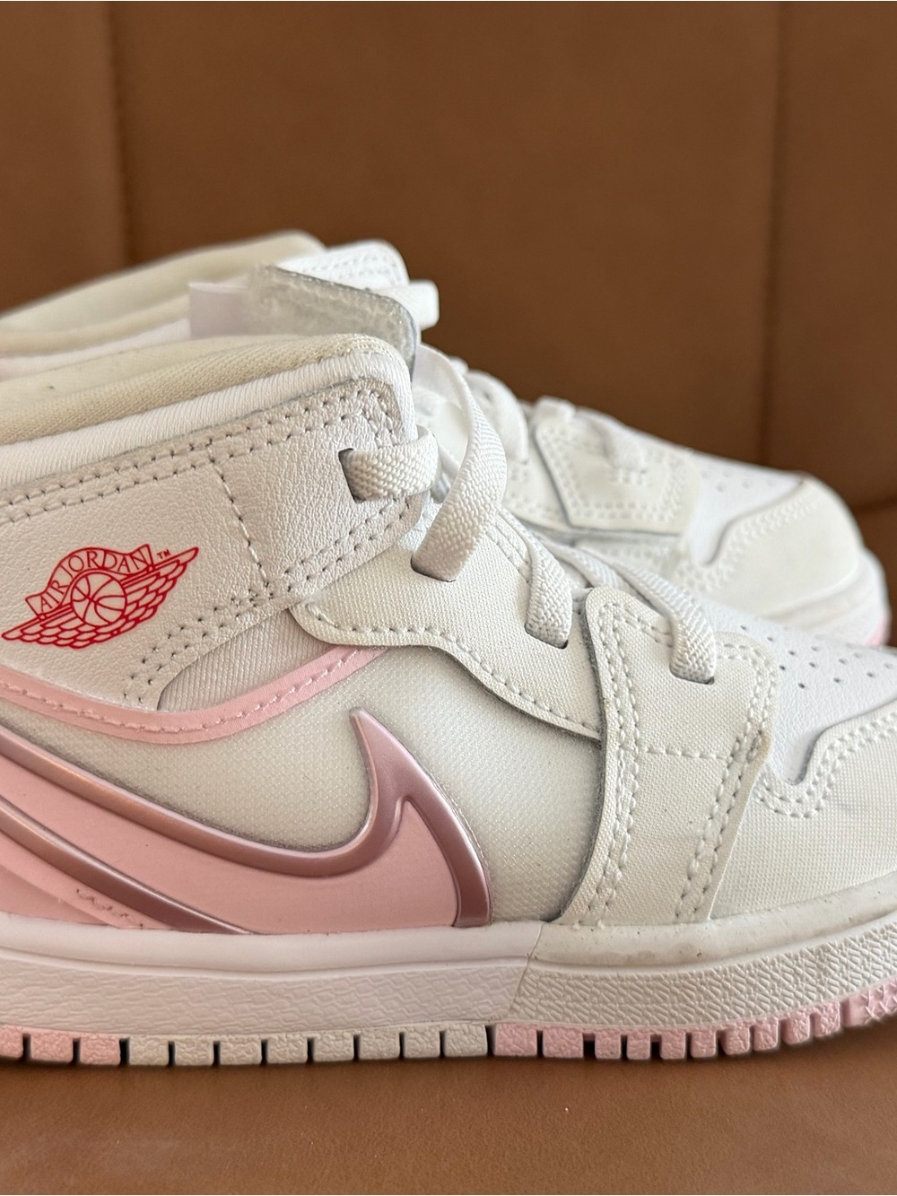 Jordan Kids White & Pink High-Top Sneakers